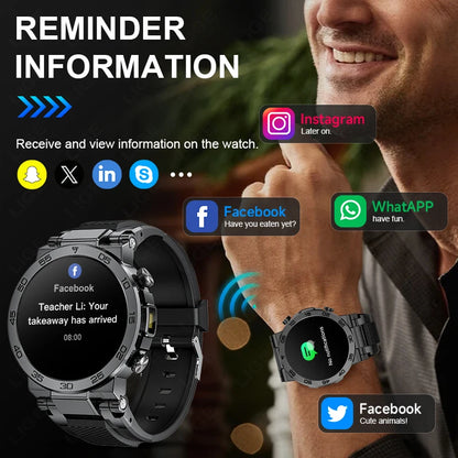 LIGE 2025 Neue Taschenlampe Smartwatch Wasserdicht 100 + Sport Herzfrequenz Blut Sauerstoff BT Anruf Outdoor Smart Uhr Für Android iOS