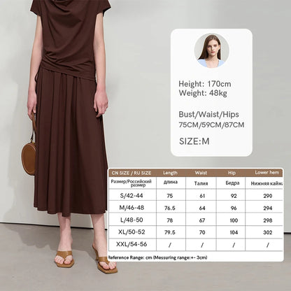 Damen T-Shirt-Rock Set mit solidem Swing-Kragen für den Sommer