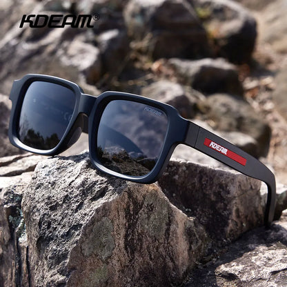 Sonnenbrille quadratisch polarisiert Vintage Bergsteigen Reißverschlussetui Herren