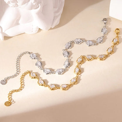 Damen-Gliederarmband mit Zirkonia aus Edelstahl