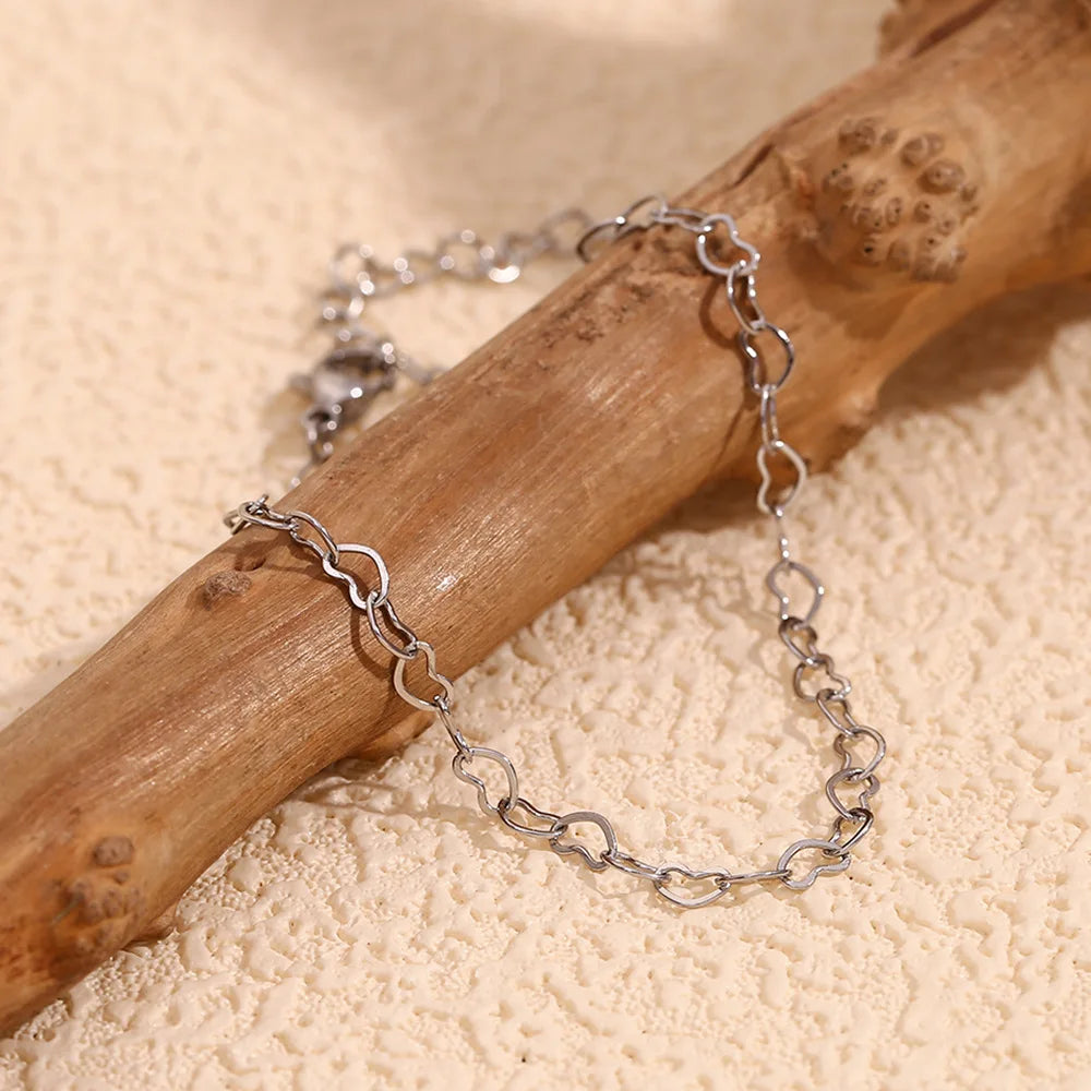 Damen-Armband mit Herzkette aus Edelstahl