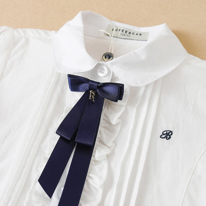 Mädchen Bluse Shirts Sommer Kurzarm Baumwolle Schöne Bogen Kausalen Weiß Tops Für 10-12 Jahre Kinder Kleidung