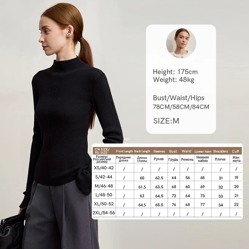 Amii Rollkragen-Pullover für Frauen, schwarzer Feinstrick mit hohem Kragen
