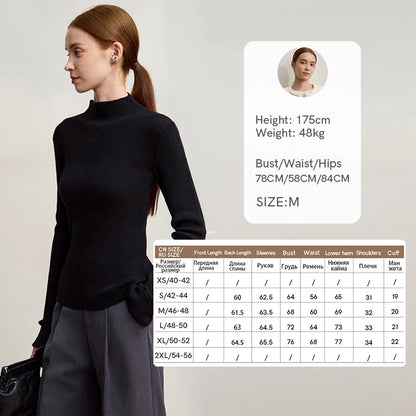 Amii Rollkragen-Pullover für Frauen, schwarzer Feinstrick mit hohem Kragen