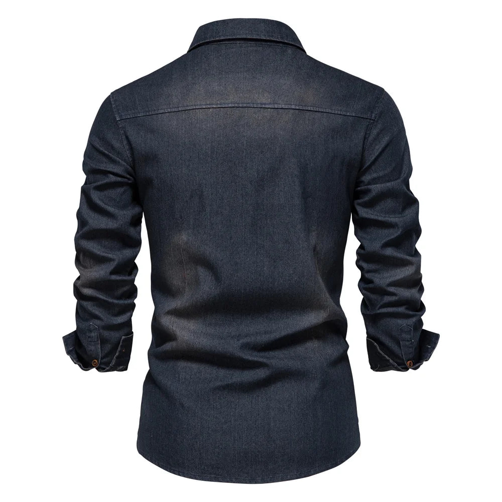Herren Langarm Hemd aus elastischer Baumwolle im Casual Stil für Designer Kleidung