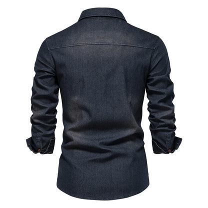Herren Langarm Hemd aus elastischer Baumwolle im Casual Stil für Designer Kleidung