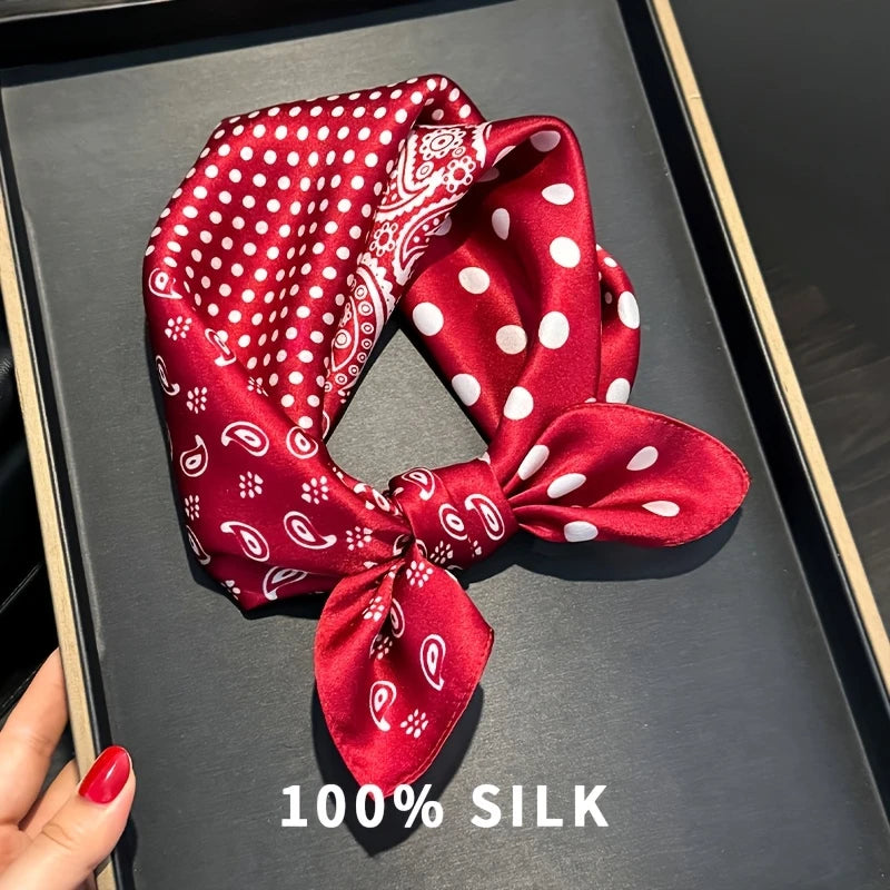 Damen Seidenschal gepunktet quadratisch Kopftuch Hijab Bandana Pashmina B