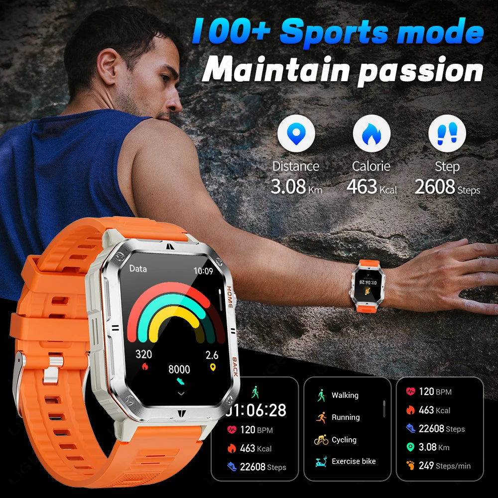 LIGE 2,01 "Ultra Smart Uhr Männer 1000 mAh Batterie Taschenlampe 100 + Sport Herzfrequenz Bluetooth Anruf Smartwatch Für IOS android Neue