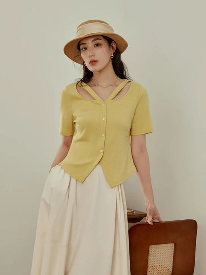 Lässige Damen-Bluse aus Lyocell mit Blumenärmeln und lockerem Schnitt – vielseitiges Sommer-Oberteil für jeden Anlass