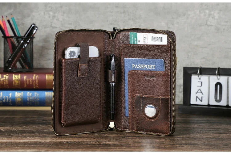 Herren Echtleder Geldbörse Vintage Luxus Business Handtasche Clutch Geldclip