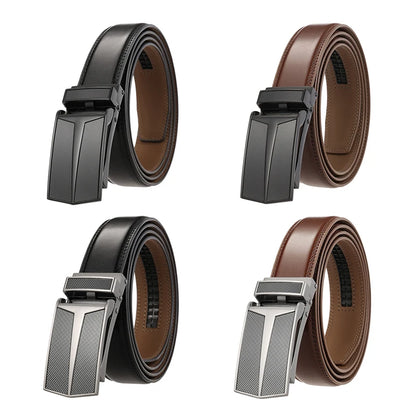 Herren-Gürtel Aus Echtem Leder Mit Automatischer Schnalle Braun 130 cm Länge 3,0 cm Breite