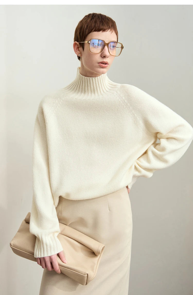 Damen-Rollkragenpullover 100 % Wolle nahtlos antibakteriell Winter