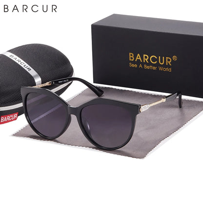 Damen-Sonnenbrille Cat Eye oval Farbverlauf Spiegel polarisiert