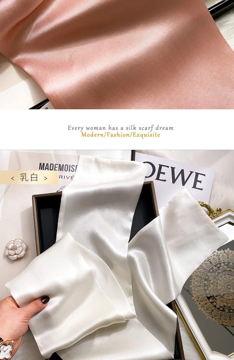 Damen Seidenschal dünn Taschenband Foulard Haarband Stirnband bedruckt B