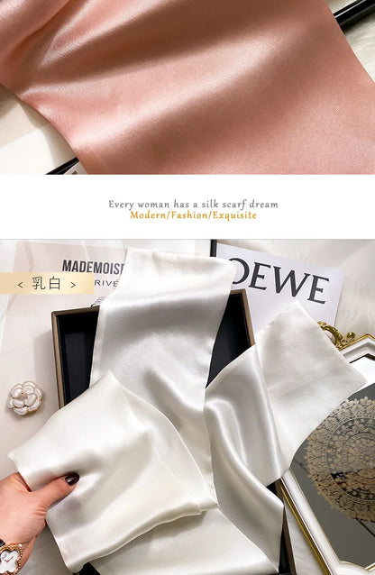 Damen Seidenschal dünn Taschenband Foulard Haarband Stirnband bedruckt B
