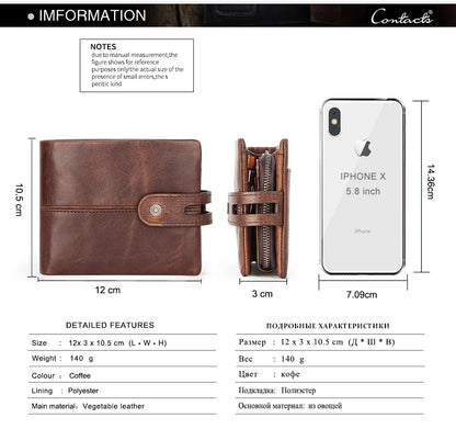 Herren Echtleder Geldbörse Bifold Vintage RFID Kartenhalter Geldclip Münzfach Reise