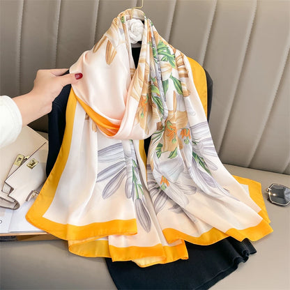 Damen Seidenschal groß 180x90cm Sommer Strand Foulard Bandana weich