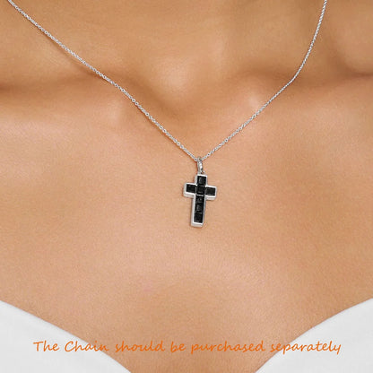 Damen-Charm-Anhänger Kreuz schwarzer Stein klassisch aus Sterlingsilber