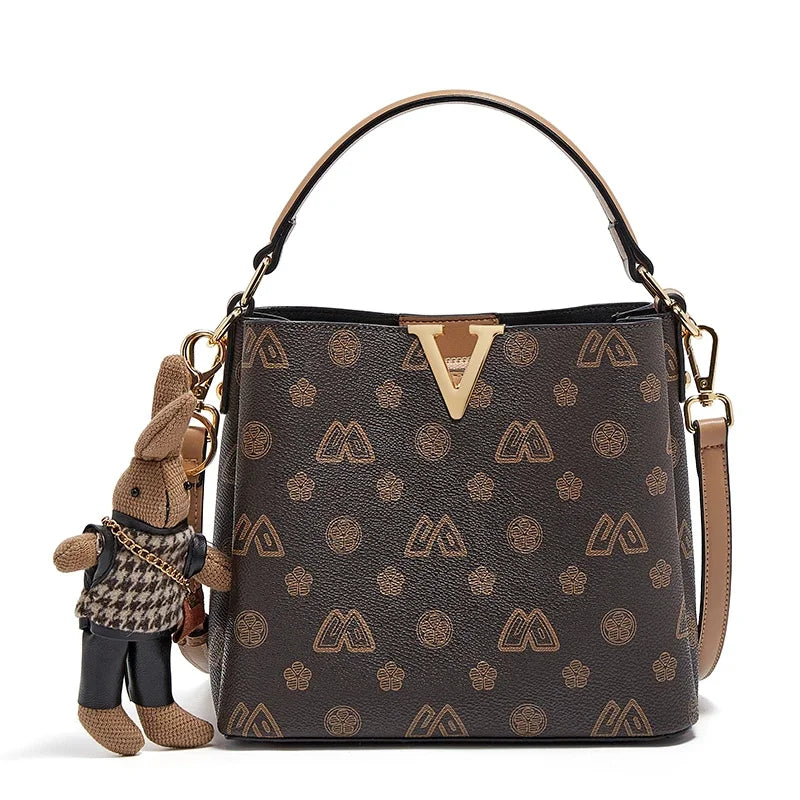 Damen Handtasche im Retro-Stil mit kleinem Bucket Bag