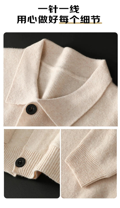 2024 neue Mode Wolle Strickjacke Mantel Top Herren Revers Business Casual Strickpullover Trend Hot Frühling und Herbst gestreift Langarm