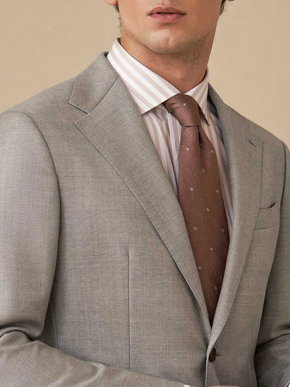 Eleganter Herrenanzug aus 60% Wolle in Hellgrau – Slim Fit Blazer und Hose für Hochzeiten und festliche Anlässe