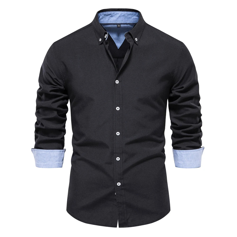 Herren Oxford Hemd aus Baumwolle mit langen Ärmeln für Casual-Look