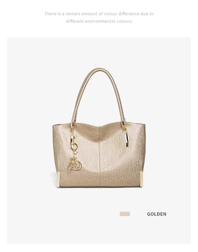 Damen Handtasche aus Split-Leder mit großer Kapazität