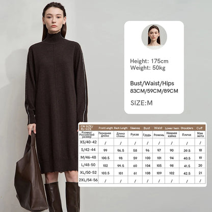 Zeitloses Rollkragen Kleid Für Damen Warme Gestrickte Passform Herbst