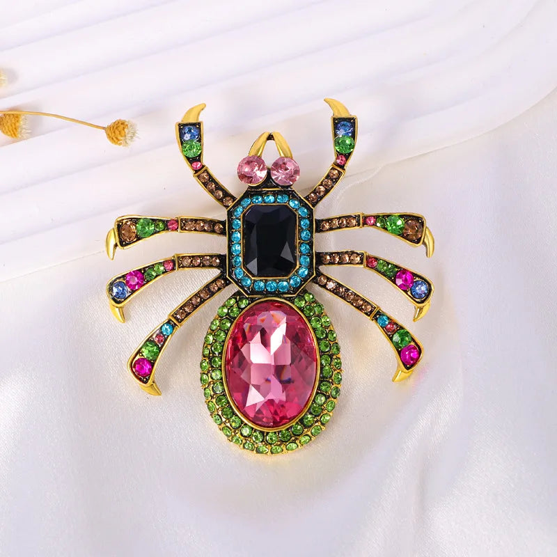 Brosche Spinne Kristall Strass Barock Vintage Insekt Unisex Abzeichen