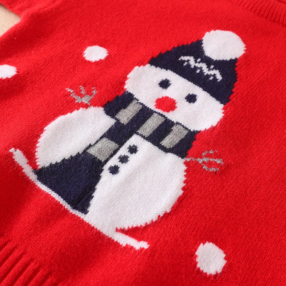 Baby Kinder Pullover Strick Pullover Kleidung Herbst Winter weiche Wolle Kleidung Weihnachten Sweatshirts Jungen Mädchen Schneemann Outfit