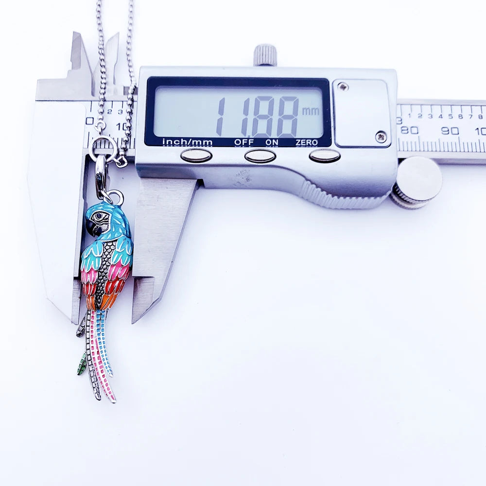 Damen-Halskette Charm-Kette Papagei Frühling aus Sterlingsilber