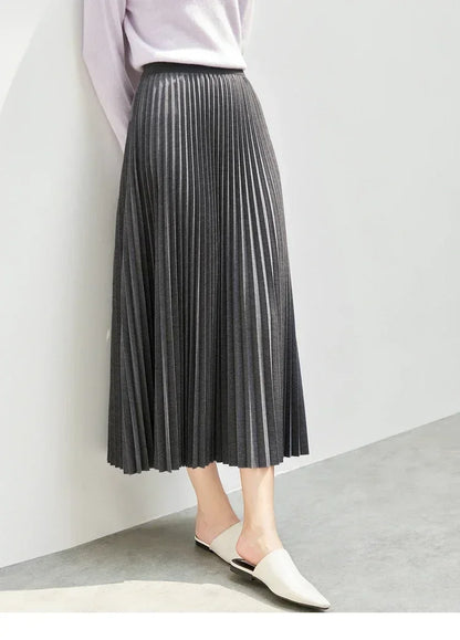 Damen Faltenrock im eleganten A-Linien Schnitt mit hoher Taille für Winter