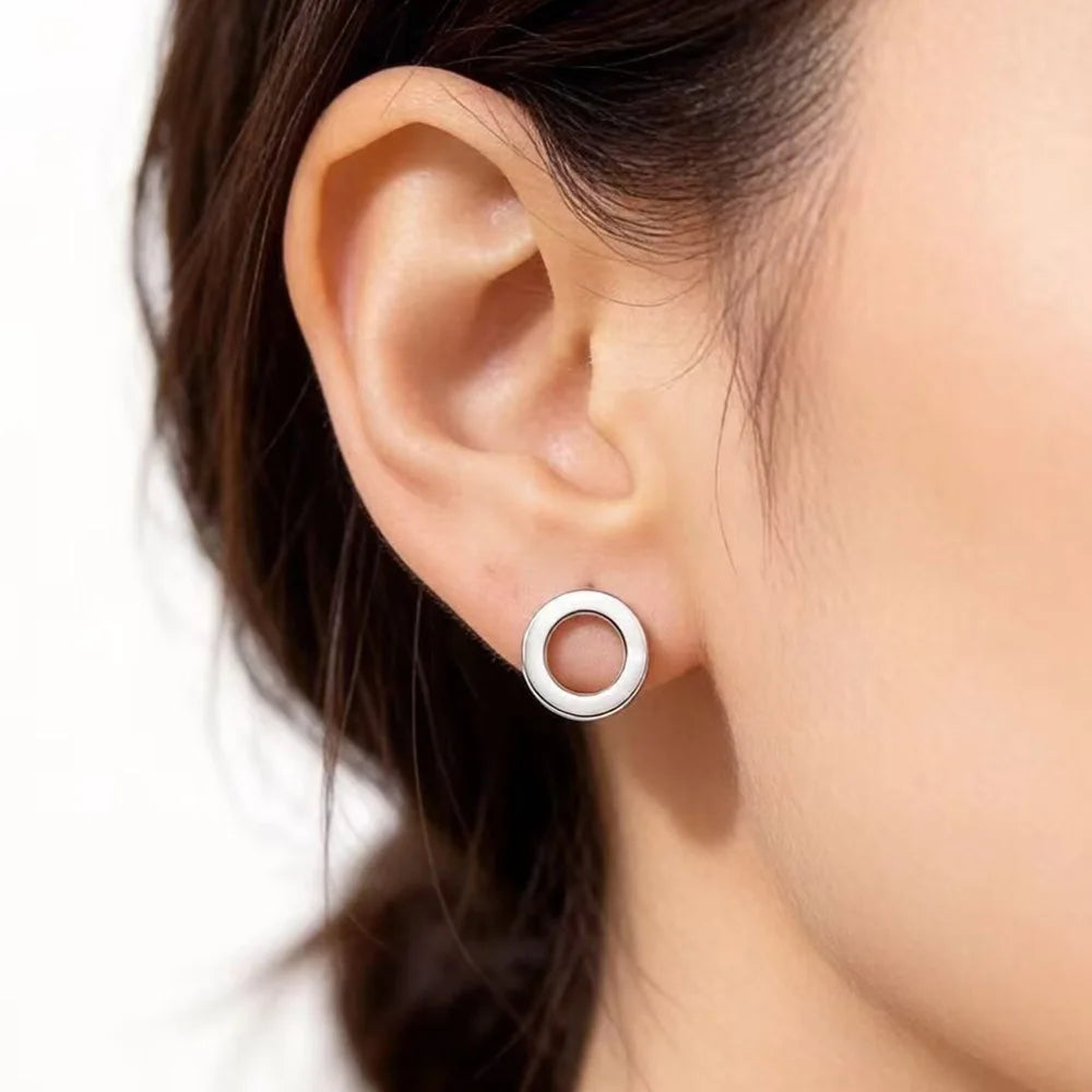 Damen-Ohrstecker rund kreisfoermig klassisch 925 Sterlingsilber