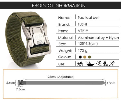 VATLTY New 4.3cm Tactical Outdoor Belt Tight Nylon Aluminum Buckle Quick Release Men's Military Belt Casual Wide Waistband Male