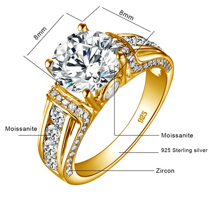 Damen-Ring Moissanit D-Farbton VVS1 2 Ct Sterlingsilber 925 Schmuckqualität Premium