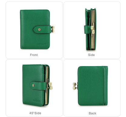 Damen Echtleder Geldbörse Vintage Metallrahmen Kartenhalter Münzbörse Luxus