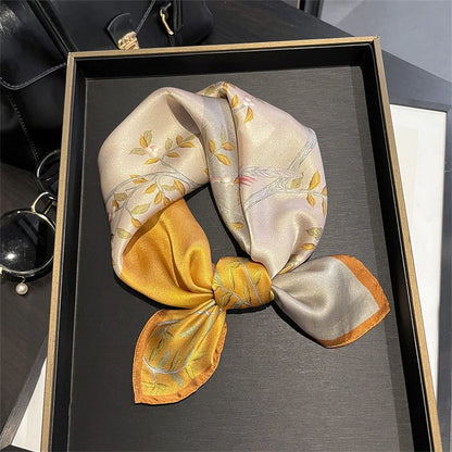 Damen Seidenschal 53cm quadratisch Blumenprint Luxus Hijab Bandana H