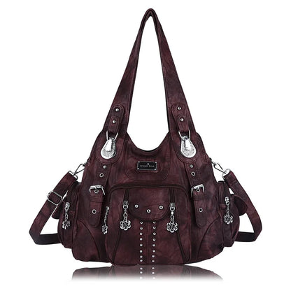 Damen-Schultertasche Vintage Schwarz Großes Fassungsvermögen Aus PU-Lederoptik Alltagsbegleiter