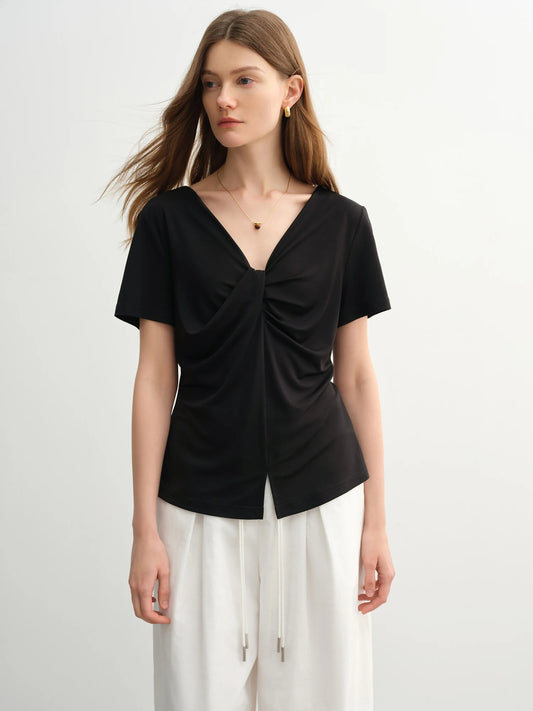 Französisch inspiriertes romantisches Sommer-Damenhemd mit kurzen Ärmeln und einzigartigem Design – vielseitig und lässig.