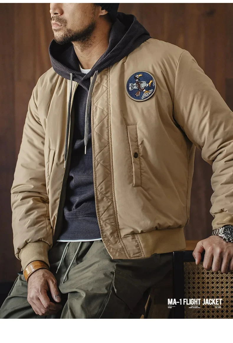 Herren Fliegerjacke Maden Reversible Baseballkragen Herbst Winter Verdickte Mäntel