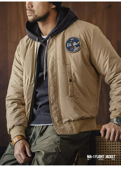 Herren Fliegerjacke Maden Reversible Baseballkragen Herbst Winter Verdickte Mäntel