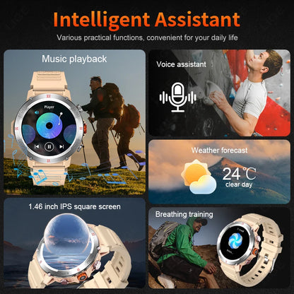 LIGE 2025 Neue männer Smartwatch Taschenlampe Herzfrequenz Blutdruck Gesundheit Überwachung Wasserdichte Intelligente Uhr Für Android IOS