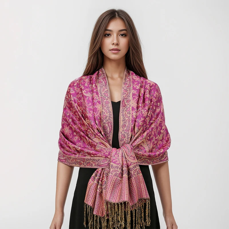 Damen Winterschal Kaschmir Jacquard Paisley lang Pashmina Bandana Foulard Luxus