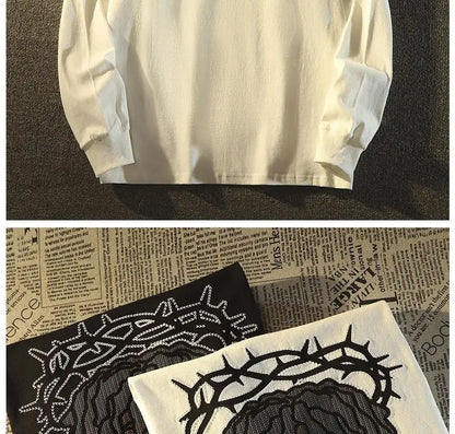 Herren-Pullover mit O-Ausschnitt und Cartoon-Print – warmes, modisches Design für Herbst und Winter