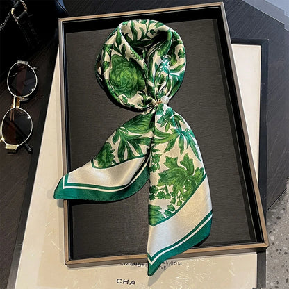 Damen Seidenschal 53cm quadratisch Blumenprint Luxus Hijab Bandana J