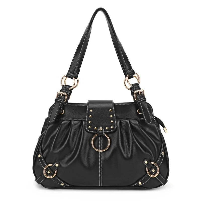 Damen-Schultertasche aus PU mit Reißverschluss Großes Fassungsvermögen und Innenfächern für Alltag