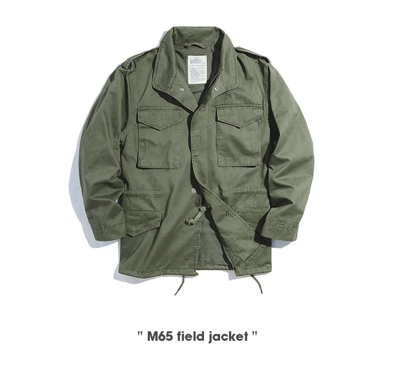 Herren Feldjacke Grüne Vintage-Armeejacke Lässige Windjacke Reverskragen Taschen Mantel
