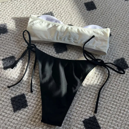 Gestreifter Damen-Bikini im brasilianischen Stil – ideal für Strand und Pool