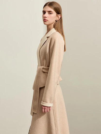 Damen Kleid-Set mit neuem Reverskragen und Gürtel im Winterstil