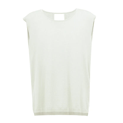 Damen-Rundhalspullover ärmellos Drapierung Cut-Out Lyocell Sommer